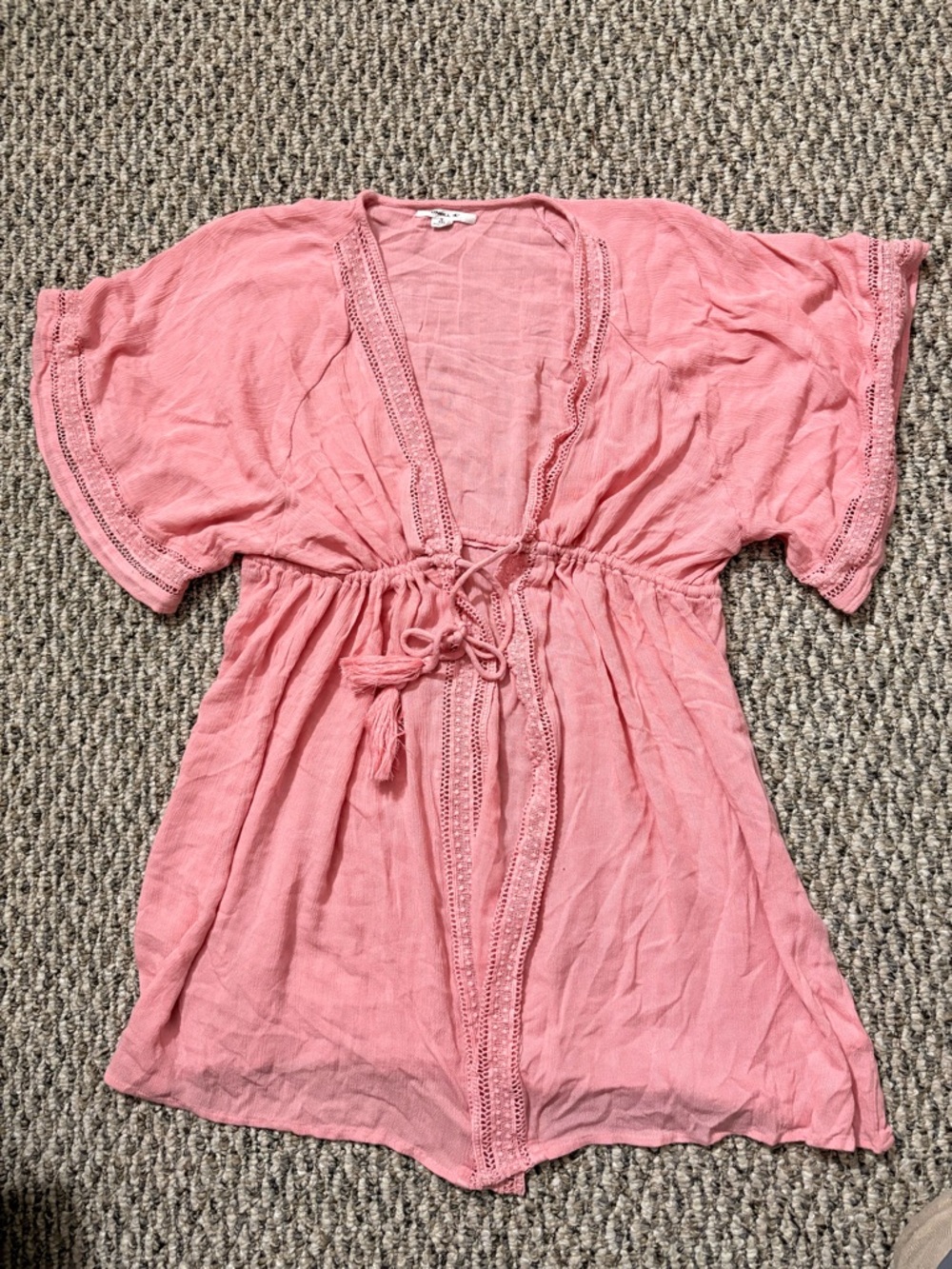 O'Neill Pink Women's Swim Coverup Tie-Front Tunic